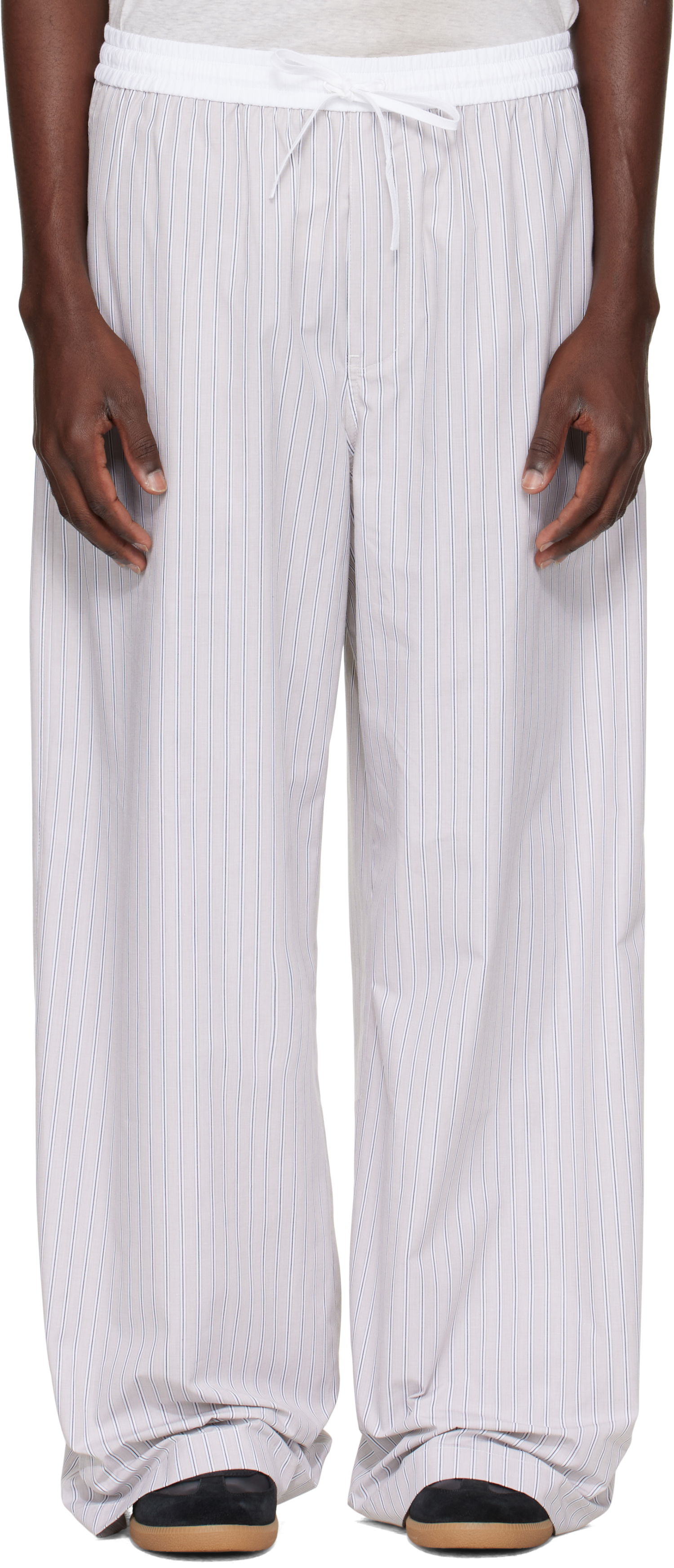 Byxor Acne Studios Acne Studios Striped Trousers Vit | CK0128-, 0