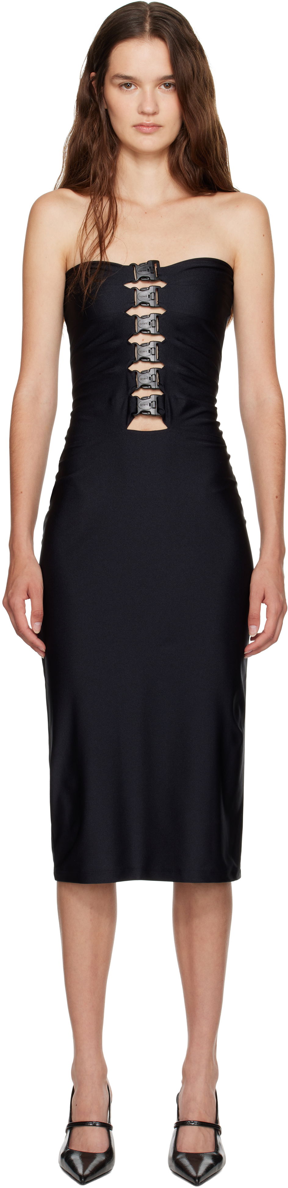 Klä Coperni Coperni Multi Buckle Midi Dress Svart | COPR231F5001, 0