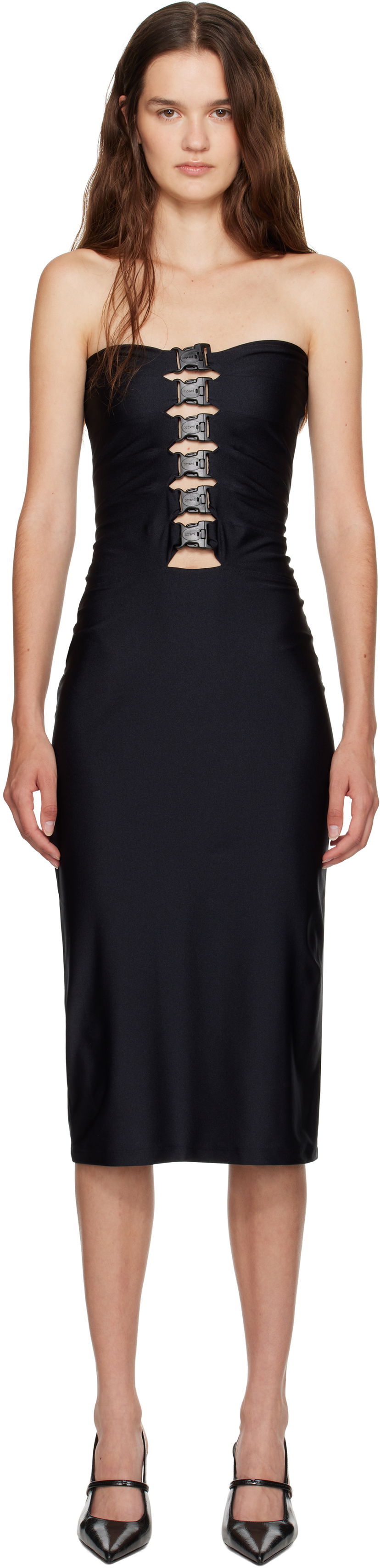 Klä Coperni Coperni Multi Buckle Midi Dress Svart | COPR231F5001