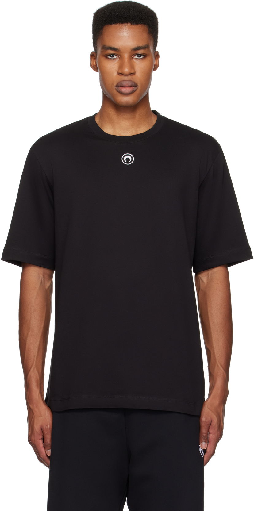 T-shirt Marine Serre Organic Cotton Plain T-Shirt Svart | MTT077A CJER0009