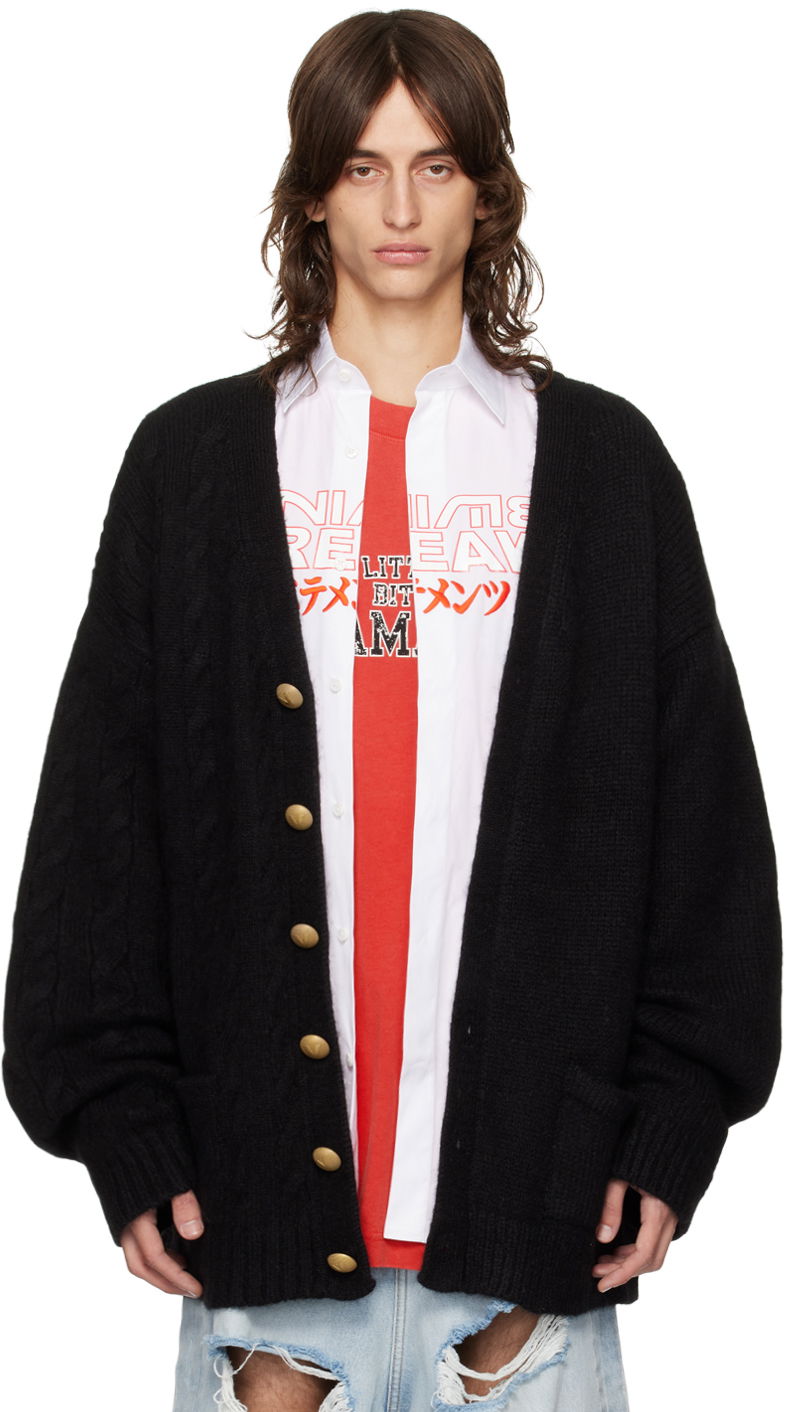 Sweater VETEMENTS Cardigan Split Svart | UA65KN276B
