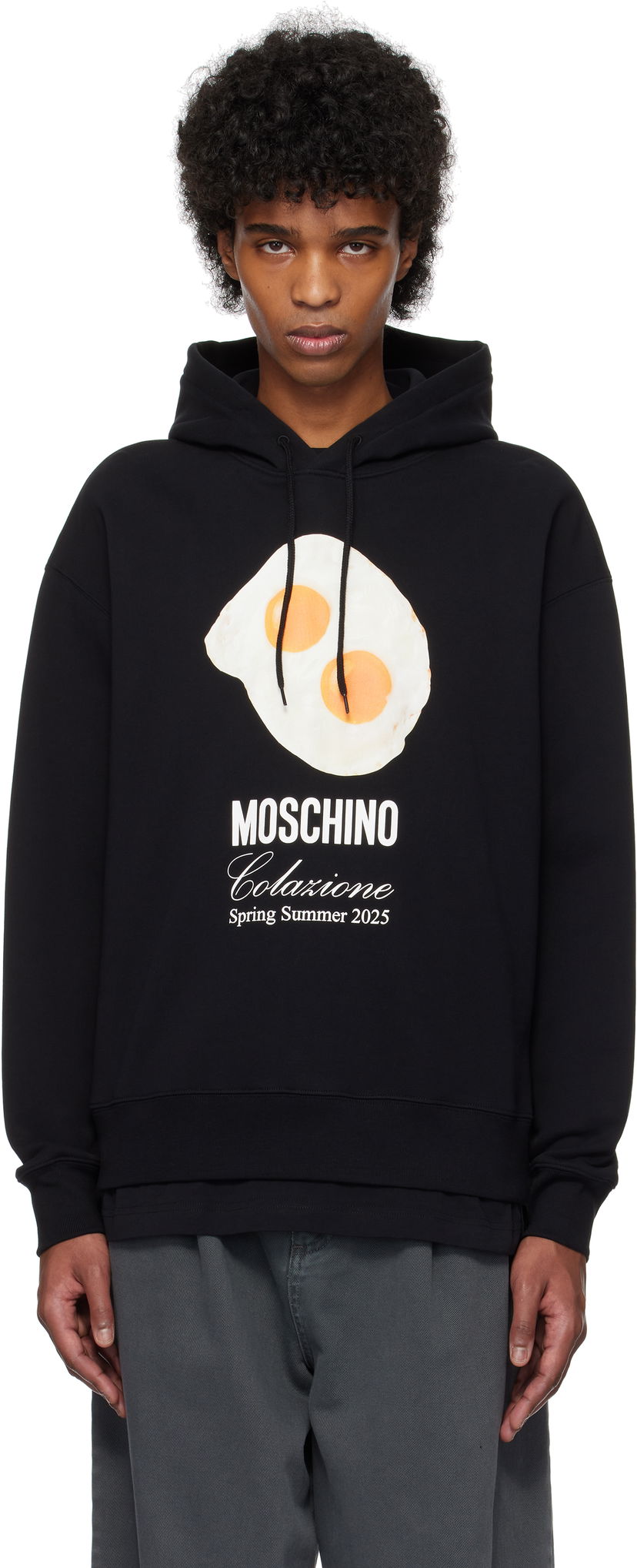 Sweatshirt Moschino Eggs Print Hoodie Svart | 251ZZA170802281555