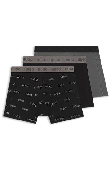 Boxare BOSS Three-pack of stretch cotton boxer briefs with all-over print Grå | 50549177, 0