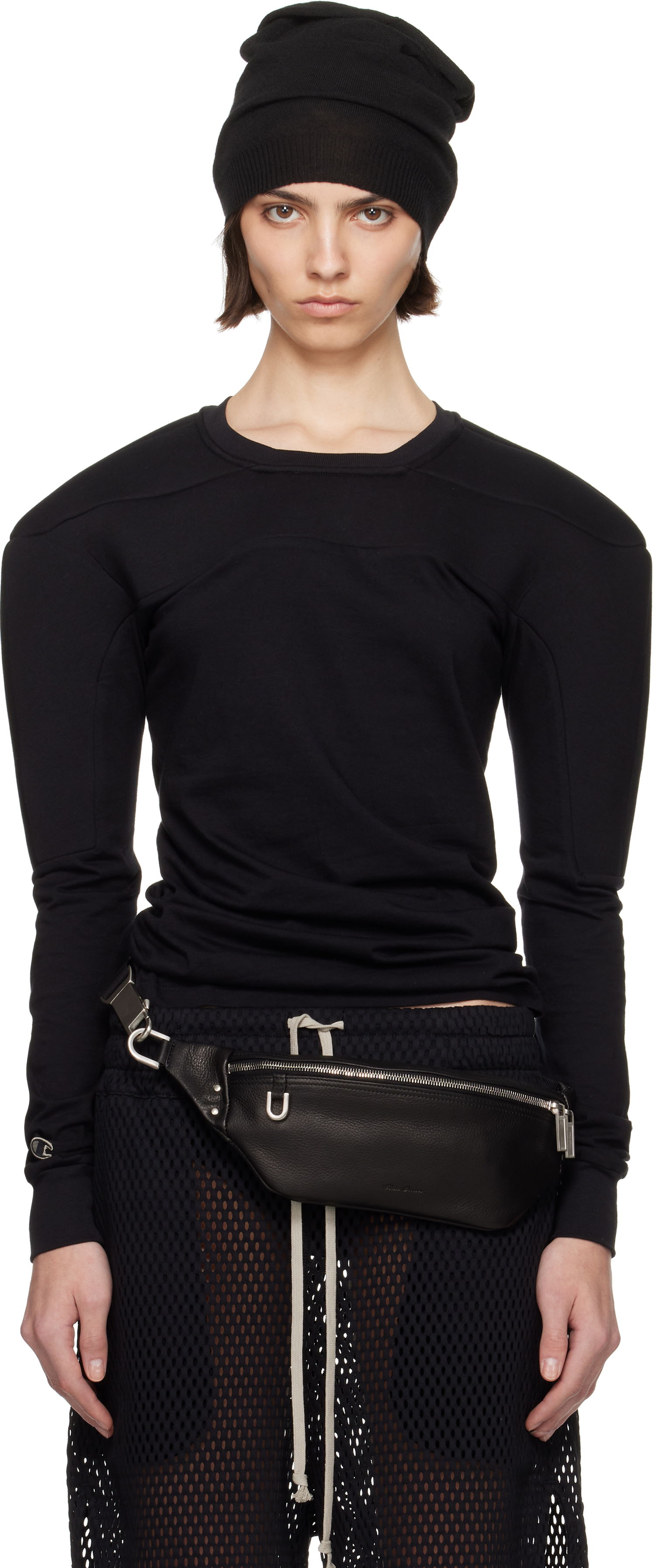 Sweatshirt Rick Owens Rick Owens Champion Edition Girdered Harness Sweatshirt Svart | CW01E1707 CHJG, 0