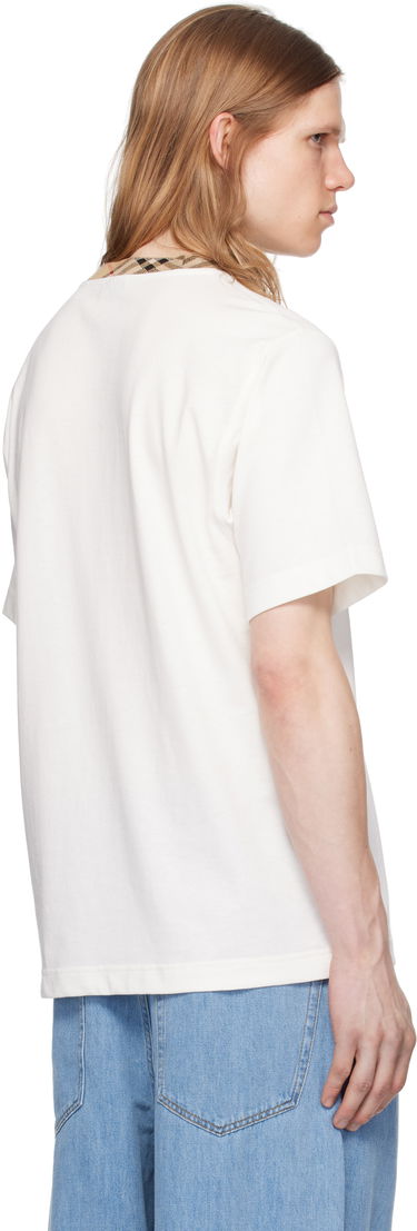 T-shirt Burberry Burberry Cotton T-Shirt with Check Trim Vit | 8110100, 2