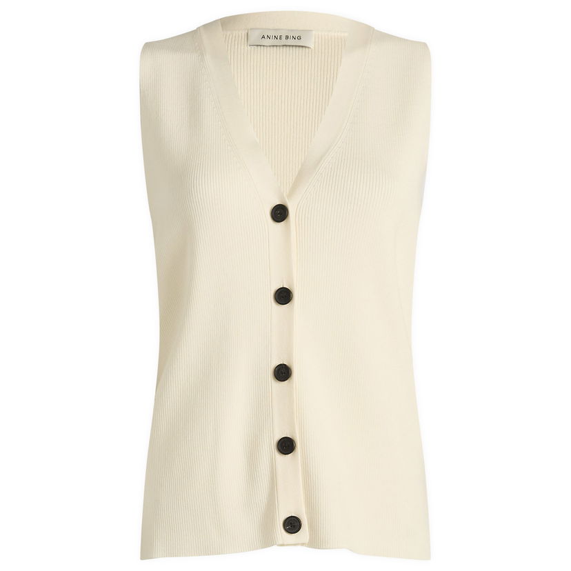 Väst Anine Bing Anine Bing Lawrence Knit Vest, Size Large Vit | A-09-10868-IVY26