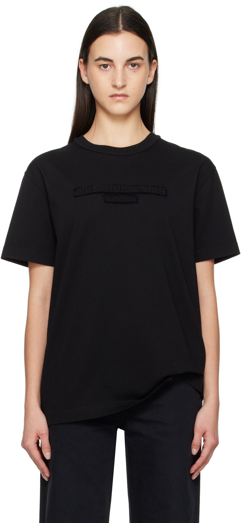 T-shirt Alexander Wang Distressed Logo T-Shirt Svart | UCC1251786