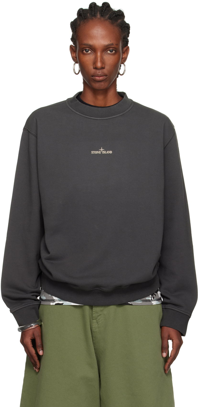 Sweatshirt Stone Island Stone Island Cotton Fleece Sweatshirt Grå | K2S15 6100018 S0195