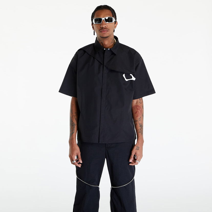 Skjorta HELIOT EMIL Short Sleeve Nylon Shirt with Carabiner Svart | HE_M_05_018_P04_BLK01