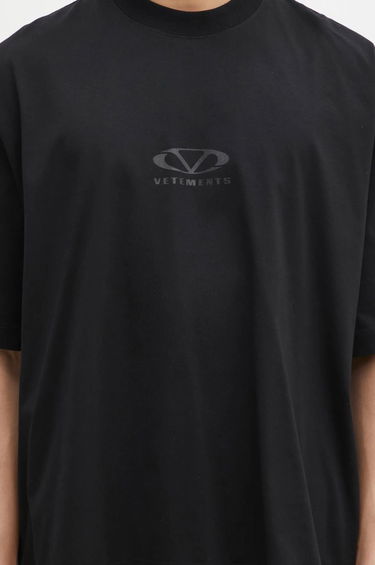 T-shirt VETEMENTS Oval Logo Cropped Boxy T-Shirt Svart | UA66TR600BB, 3