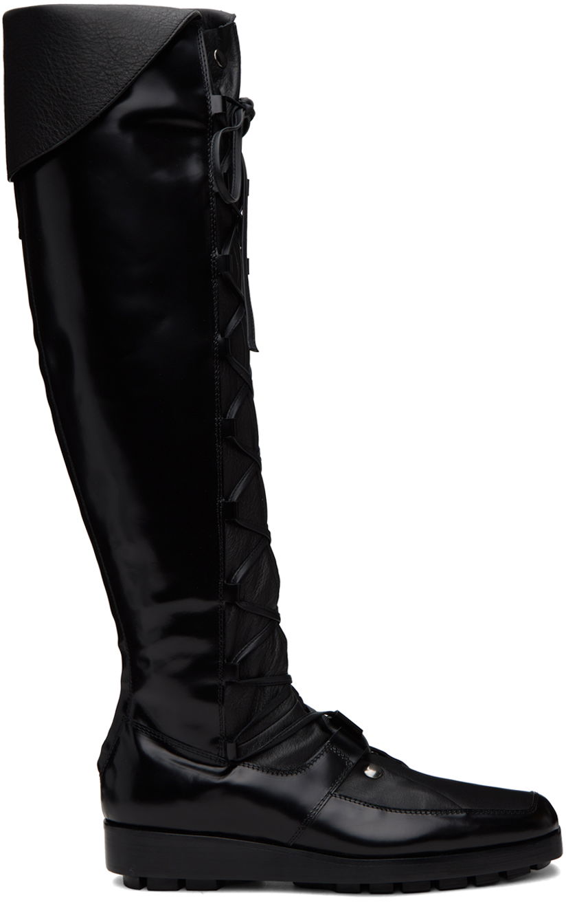 Kläder KIKO KOSTADINOV Kiko Kostadinov Priam Lace-Up Knee-High Boots Svart | KKAW23FT02-96