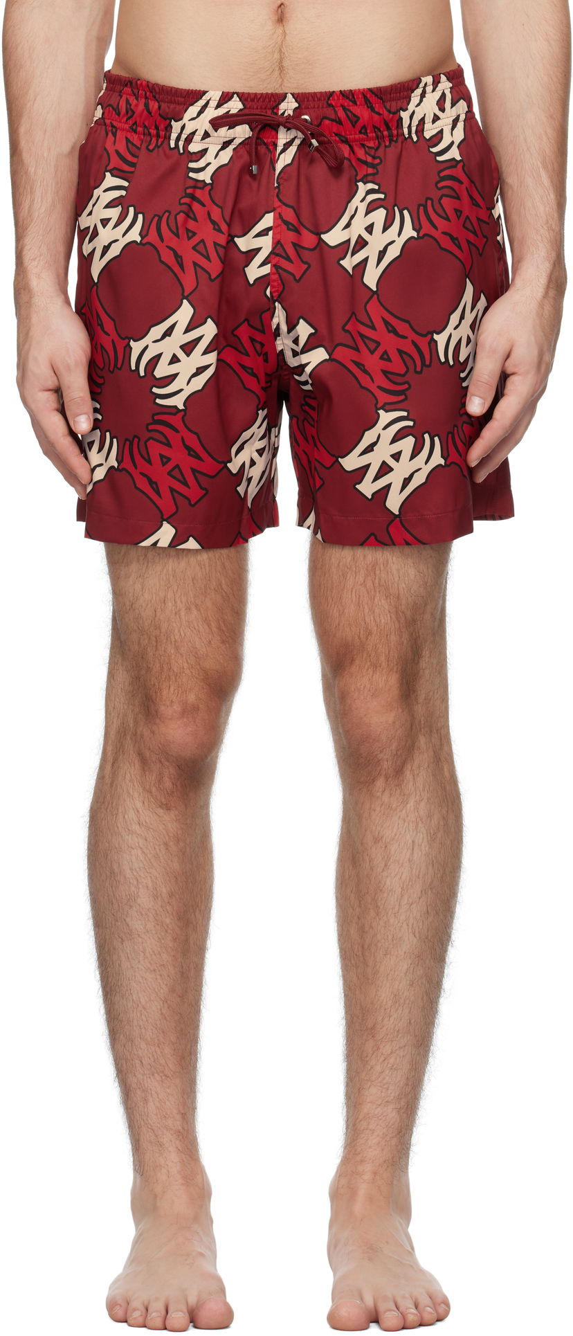 Badkläder AMIRI Quad Print Swim Shorts Röd | AMSWTK1027
