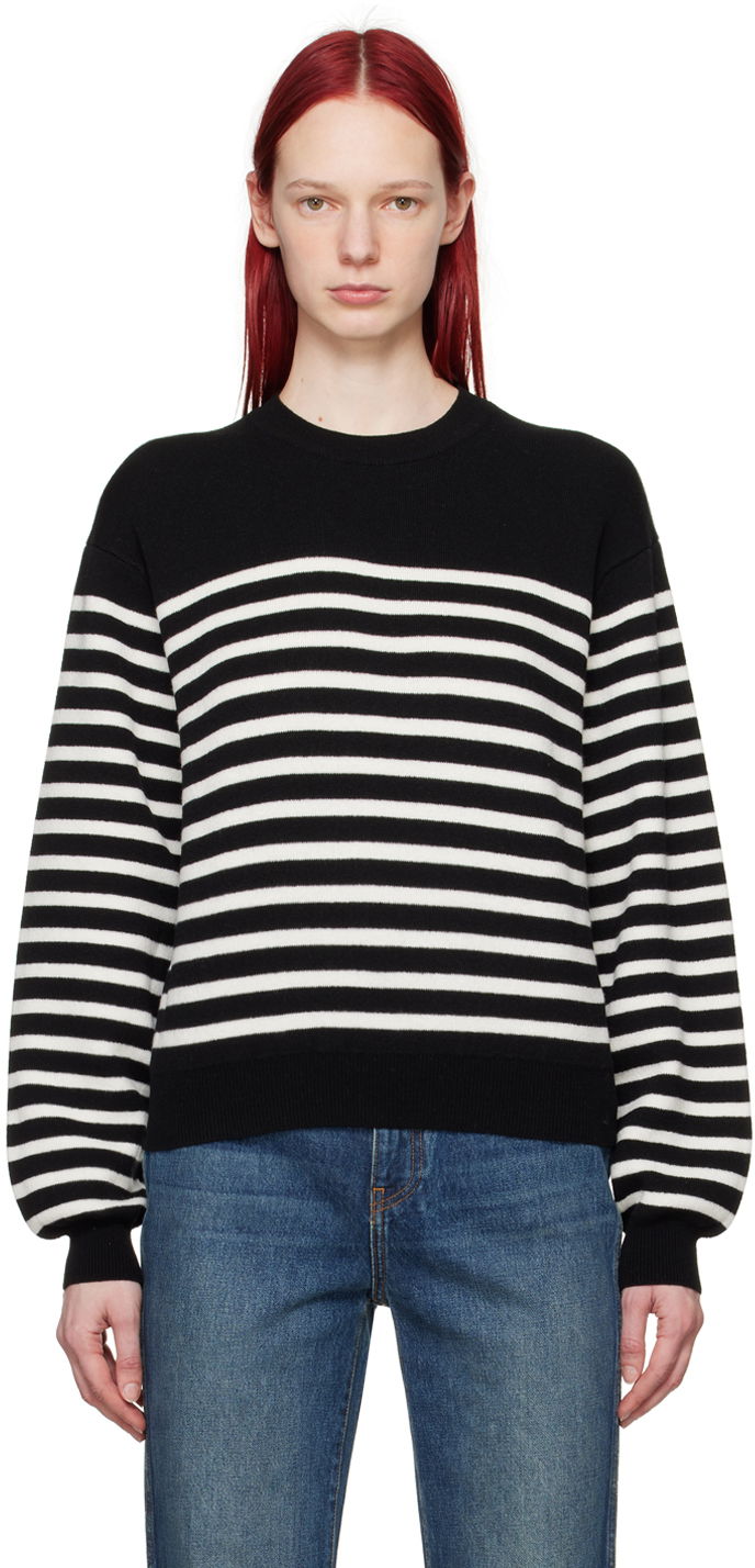Sweater Khaite The Viola Striped Sweater Svart | 9305628