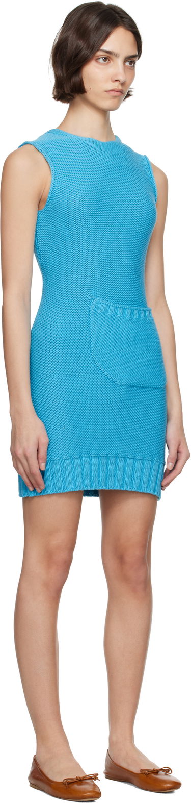 Klä JW Anderson JW Anderson Knitted Shift Minidress Blå | KW1378-YN0436, 1