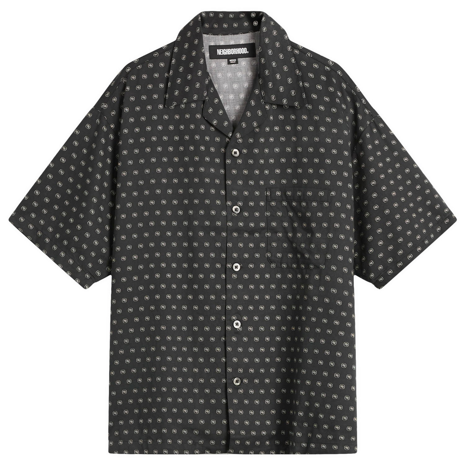 Skjorta Neighborhood Monogram Pattern Hawaiian Shirt, Size Large Svart | 251TSNH-SHM11-BLK, 1