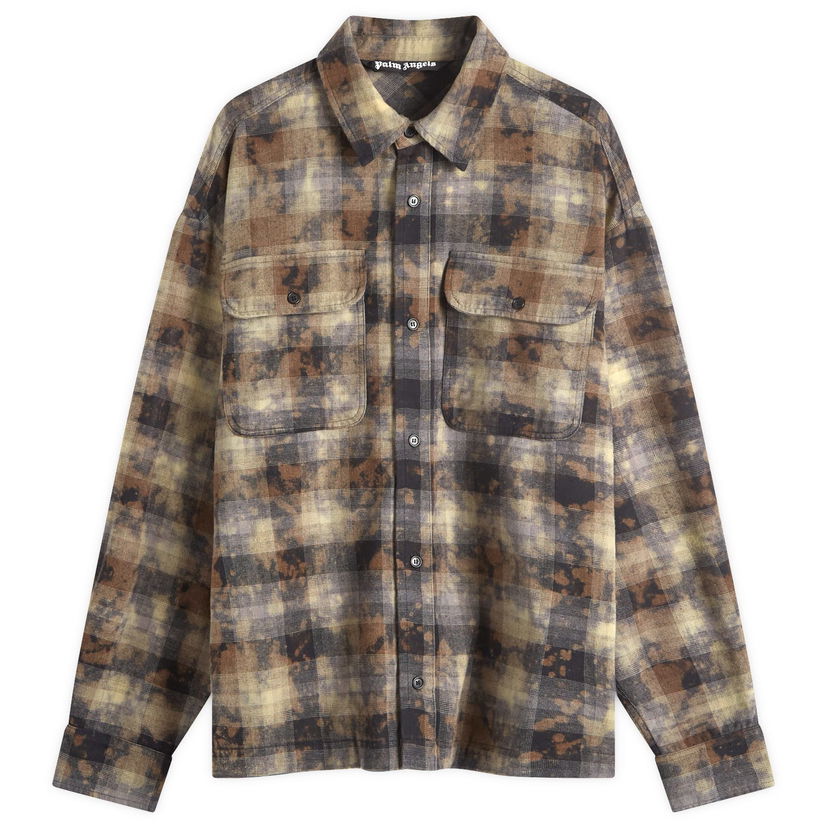 Skjorta Palm Angels Logo Checked Shirt Grå | PMGE043F24FAB0010903