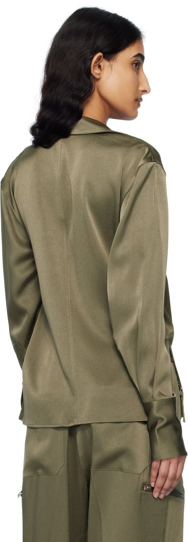 Skjorta Helmut Lang Helmut Lang Relaxed Wrap Satin Blouse Grön | O09HW501, 2