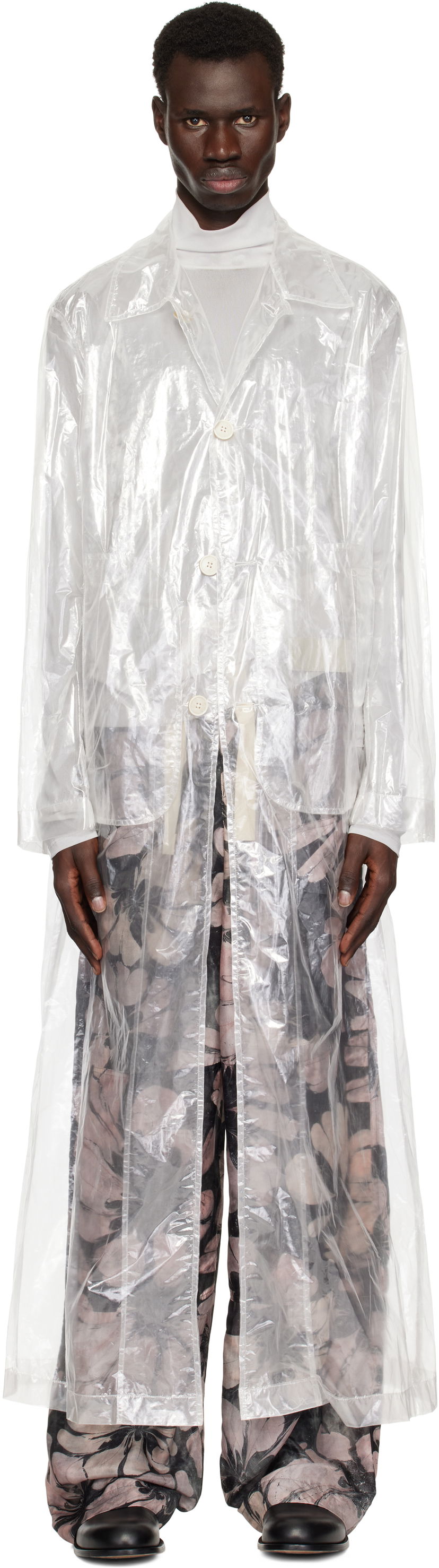 Regnrock Dries Van Noten Dries Van Noten Transparent Nylon Long Coat Vit | 251-020213-1257