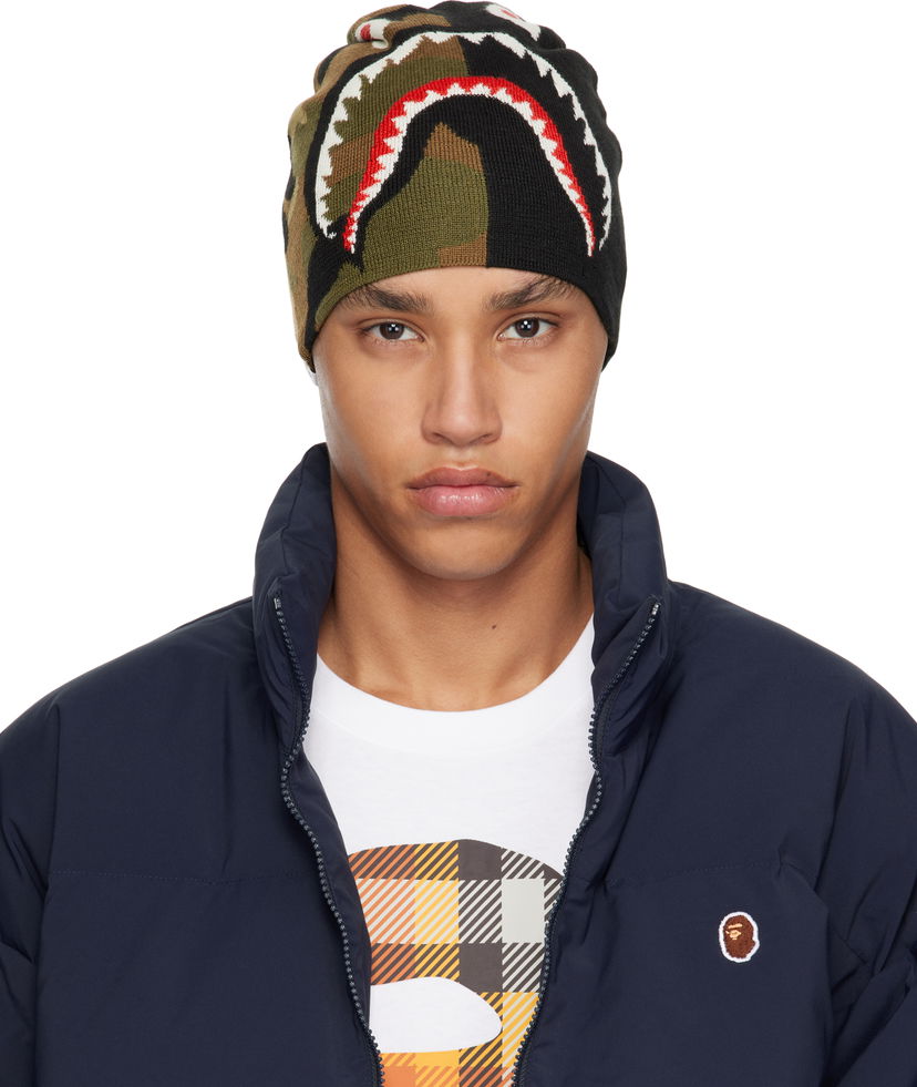 Mössa BAPE A Bathing Ape 1st Camo Shark Knit Beanie Grön | 001HTK701006M
