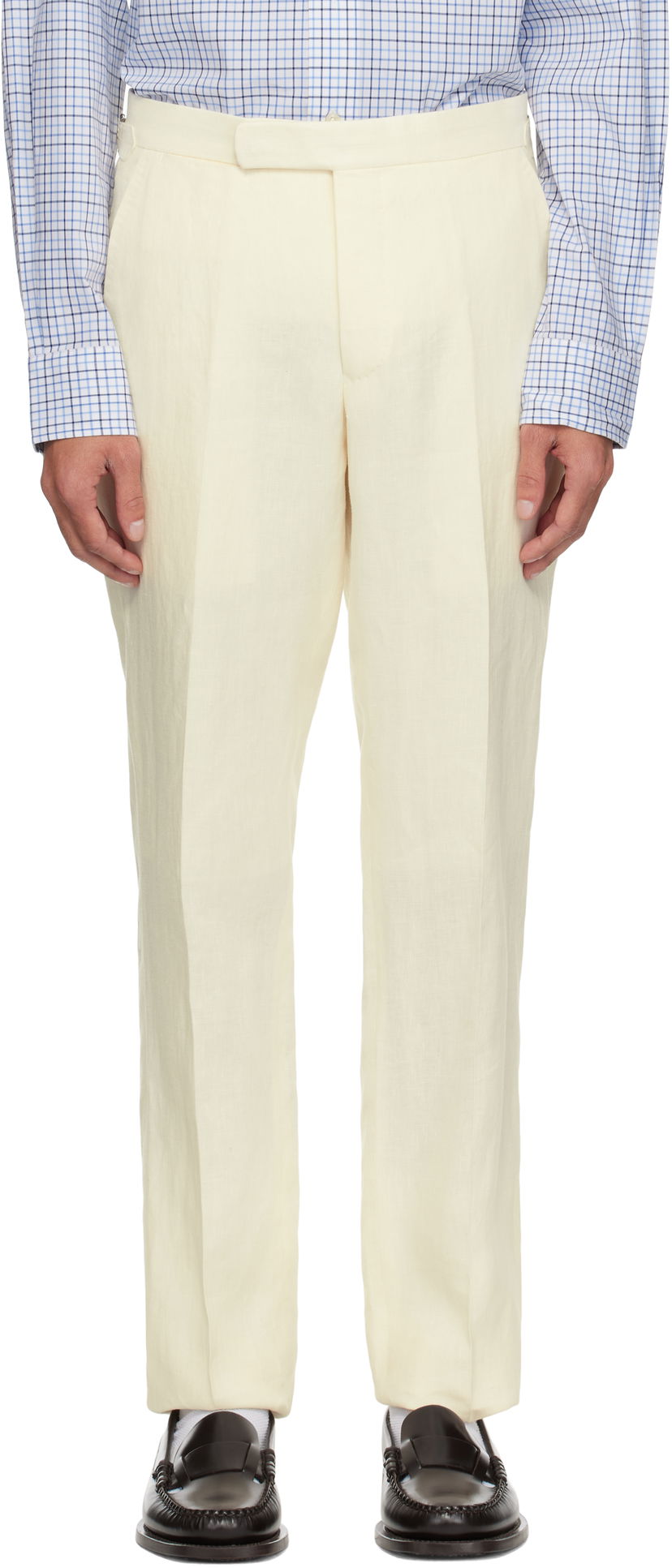 Byxor Polo by Ralph Lauren Polo Ralph Lauren Linen Suit Trousers Beige | 715793698003