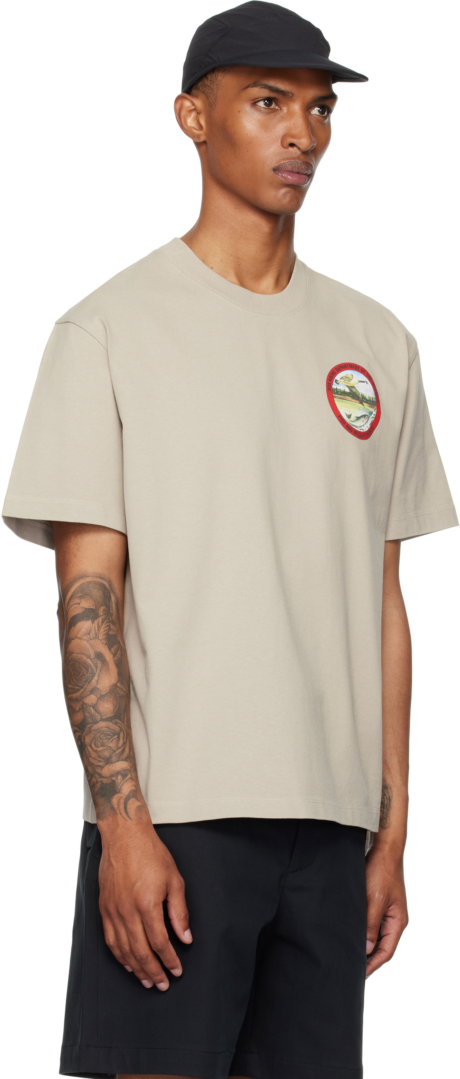 T-shirt ROA ROA Division Graphic T-Shirt Beige | RBMW0433JY38, 1