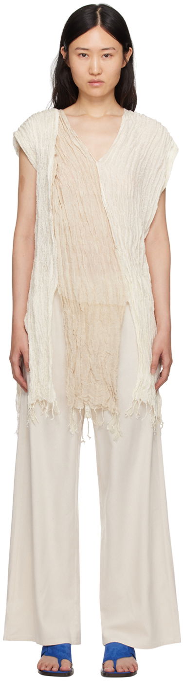 Linne Baserange Baserange Frayed Crinkled Tunic Beige | TOSC-SI-SP24