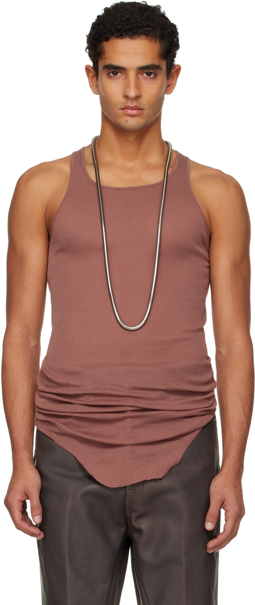 Linne Rick Owens Concordians Basic Rib Tank Top Brun | RU02E1150 MR