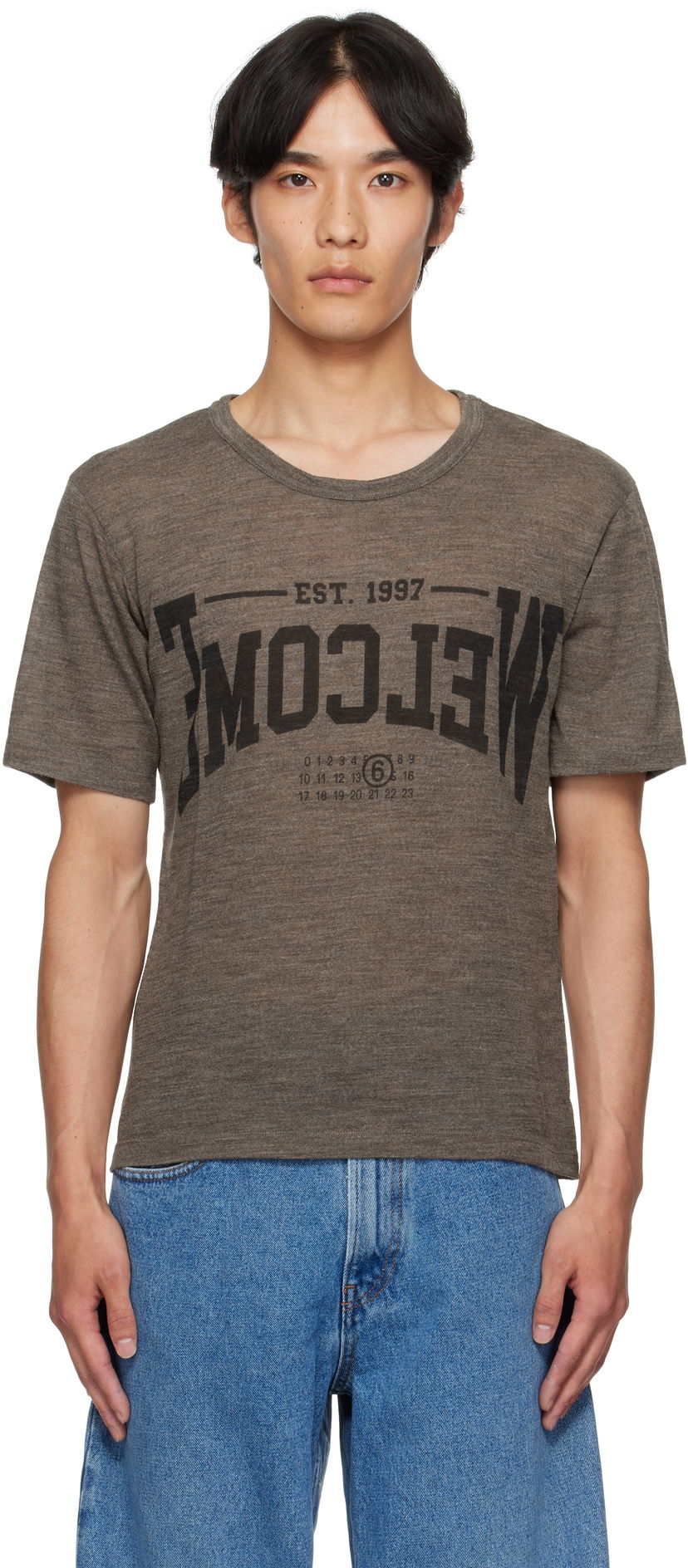 T-shirt Maison Margiela MM6 Maison Margiela 'Welcome' Print T-Shirt Grå | SH0GC0055 M20123