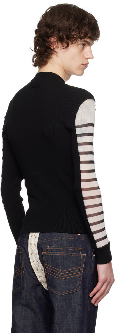 Sweater Jean Paul Gaultier Jean Paul Gaultier Bi-Material Marinière Striped Sweater Svart | 25/33-F-PL069-T574-0100, 2