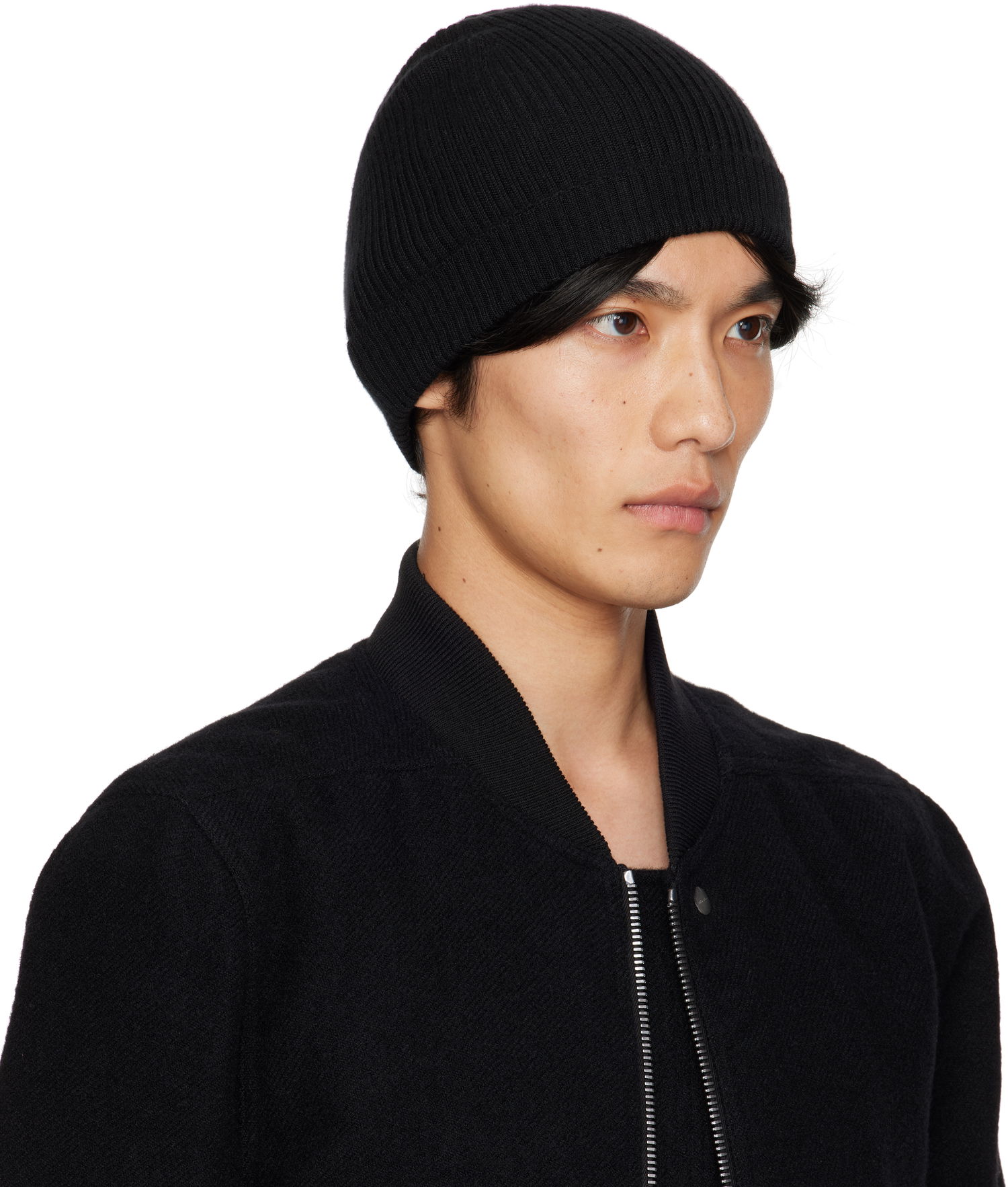 Mössa Rick Owens Concordians Ribbed Beanie Svart | RU02E1495 RIBWS, 1