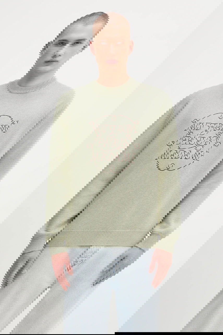 Sweater Drôle de Monsieur Drôle de Monsieur La Maille Slogan Tresses Wool Sweater Grön | H.PO191.WO023, 0