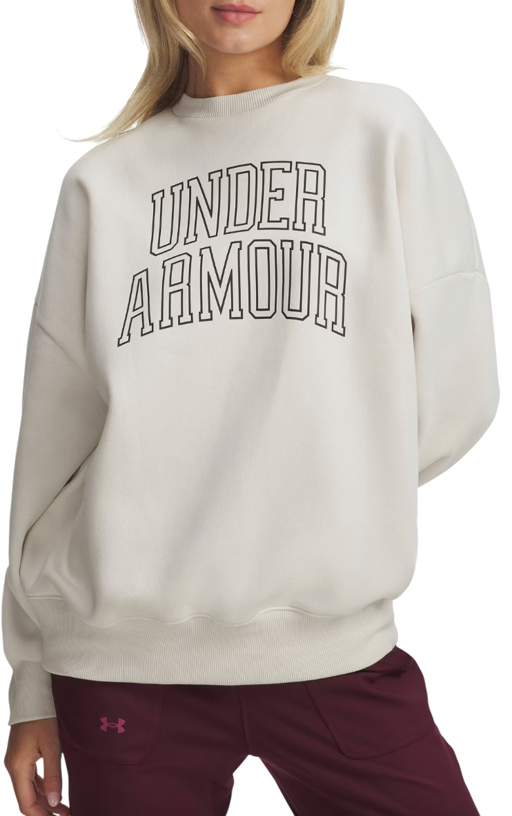 Sweatshirt Under Armour Rival Fleece Oversized Varsity Crewneck Sweatshirt Beige | 6007880-110, 0