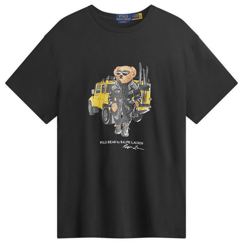 T-shirt Polo by Ralph Lauren Black Defender Bear Graphic T-Shirt Svart | 710854497043