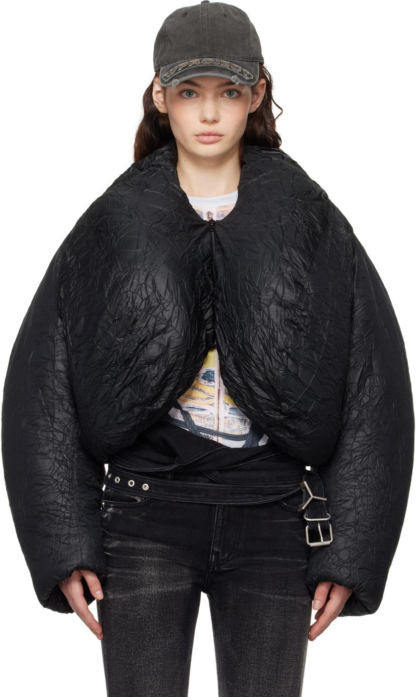 Pufferjacka Y/PROJECT Cropped Puffer Jacket Svart | 103JA002