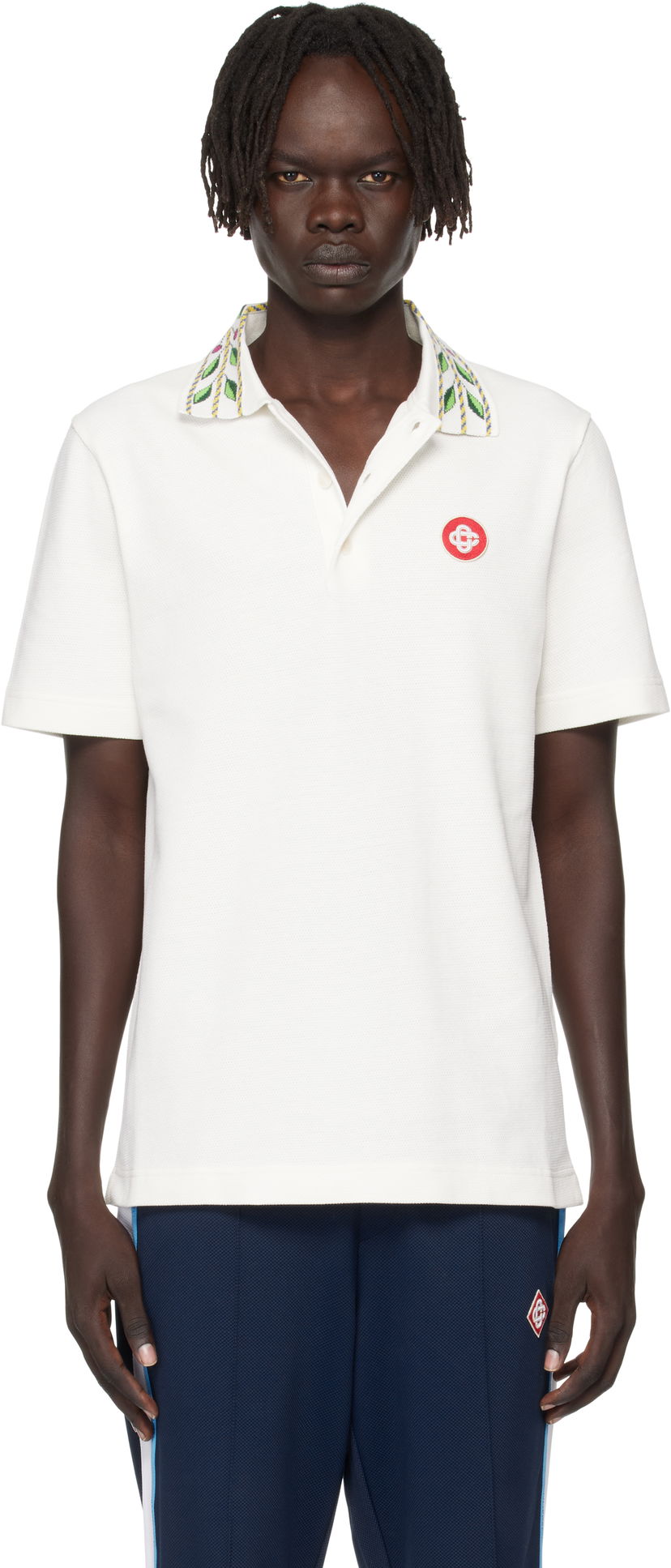 Polotröja Casablanca Casablanca Classic Laurel Pique Polo Vit | MPF25-JTP-243-01