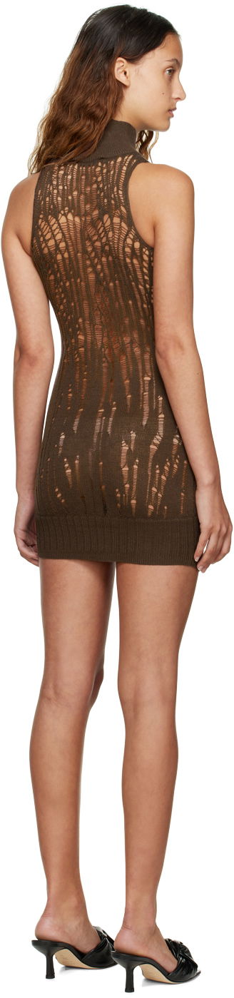 Klä GUIZIO Guizio Distressed Knit Mini Dress Brun | KTD 2, 2