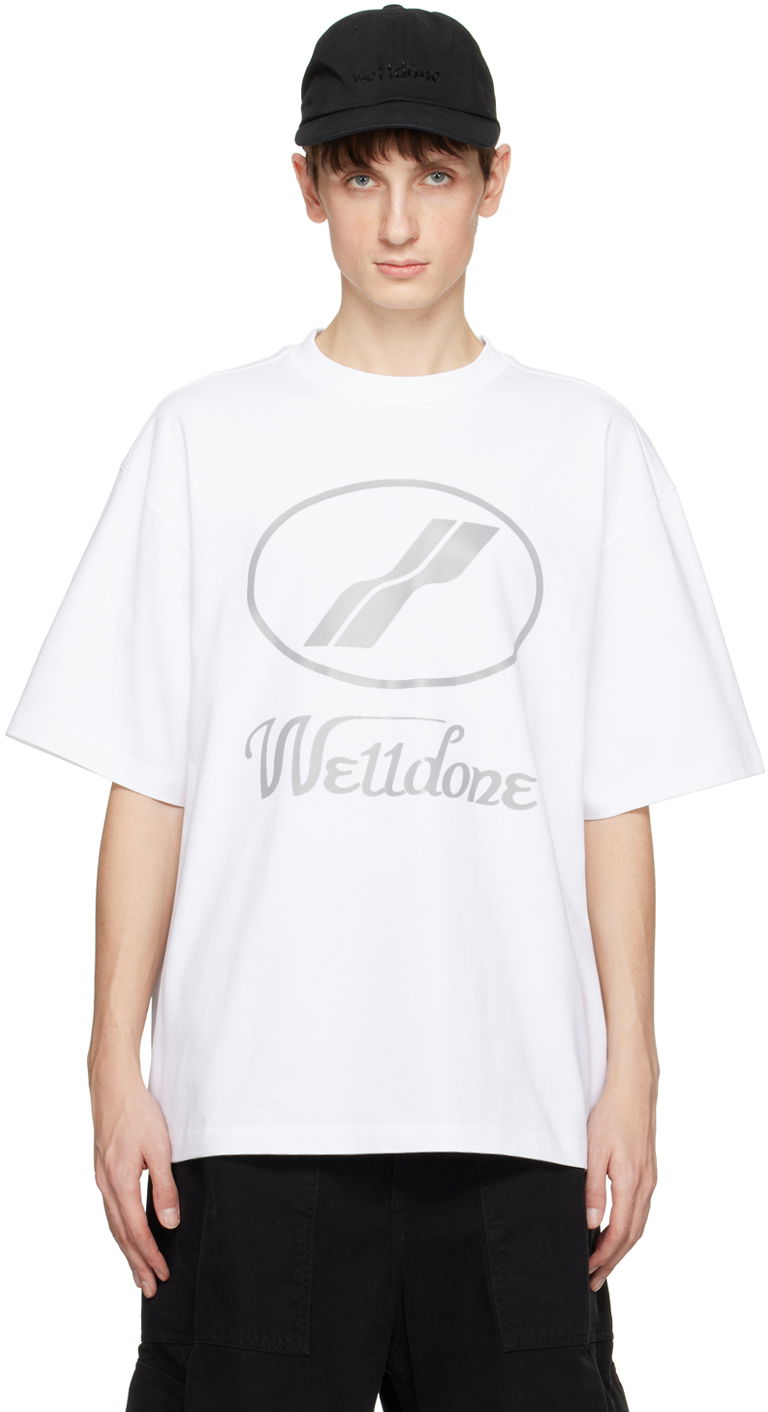 T-shirt We11done Designer Logo-Print T-Shirt Vit | WD-TP5-19-930-WH