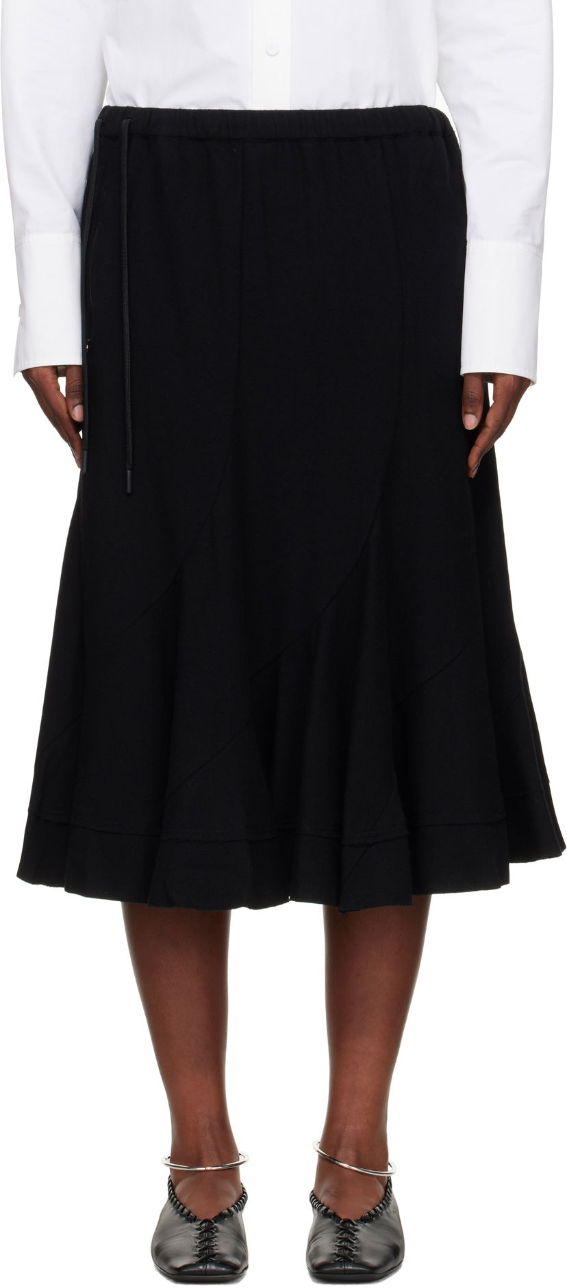 Kjol Yohji Yamamoto Yohji Yamamoto Eringi Midi Skirt Svart | FM-S50-102
