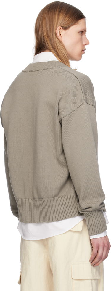 Sweater AMI AMI Paris Cotton Wool Embroidered Cardigan Grön | HKC163.KN0063, 2