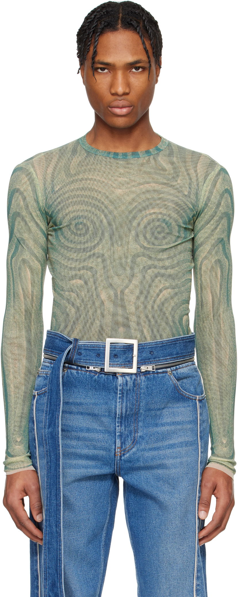 T-shirt Jean Paul Gaultier Jean Paul Gaultier Spirale Print T-Shirt Grön | 25/34-F-TO270-T587-0351