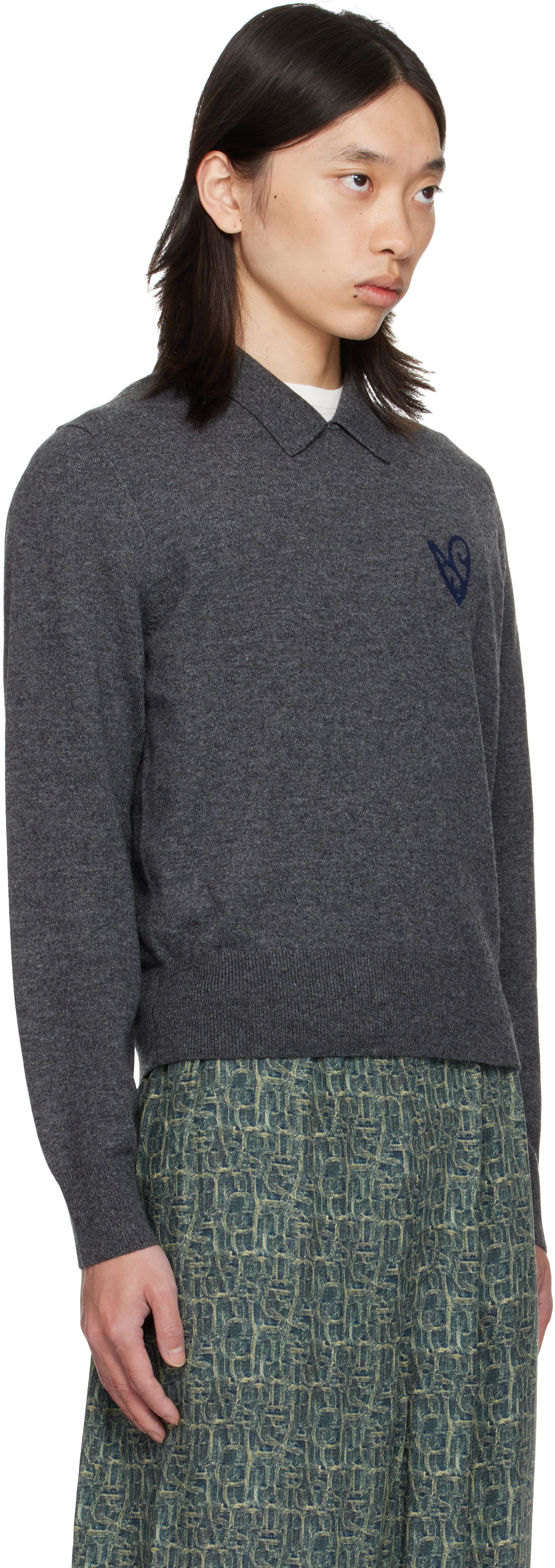Sweater Acne Studios Acne Studios Yak Wool Polo Sweater Grå | B60380-, 1