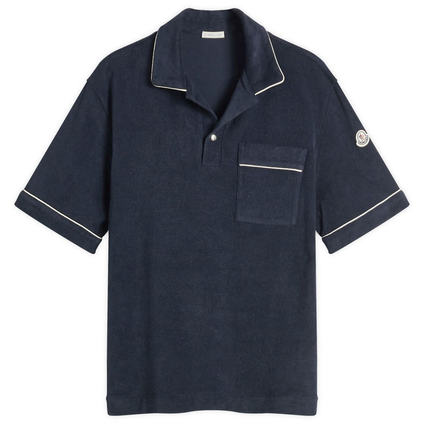 Polotröja Moncler Men's Cotton Terry Polo Shirt Mörkblå | 8A000-22-89AVN-778