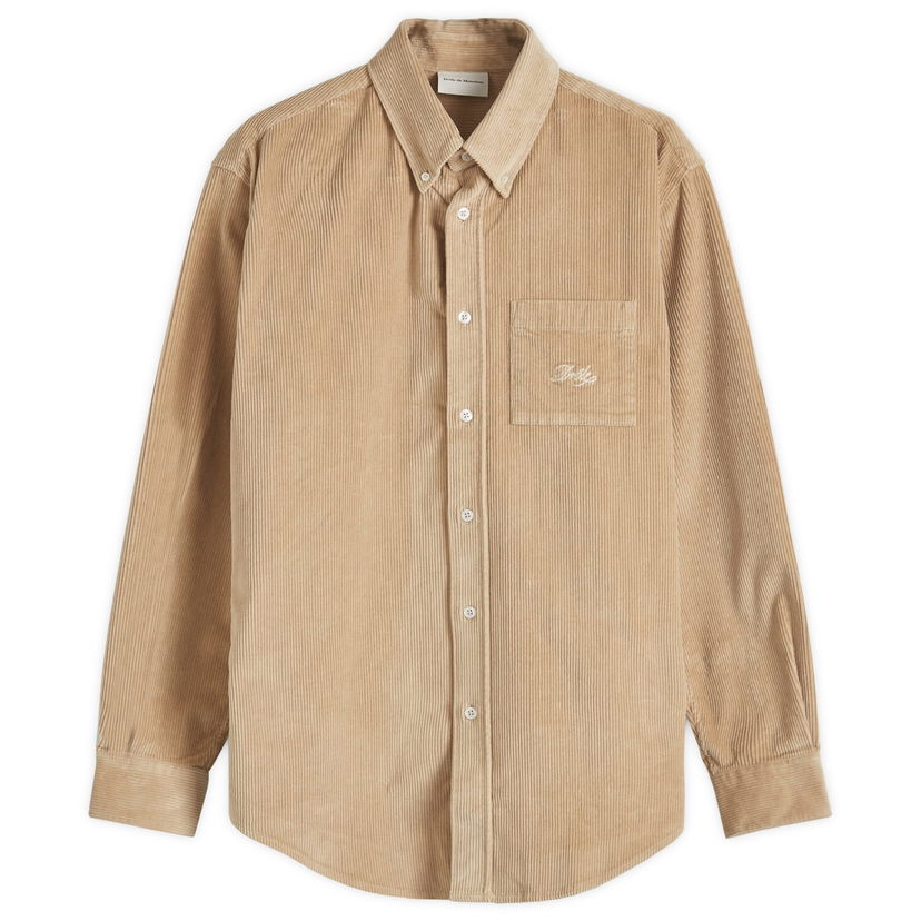 Skjorta Drôle de Monsieur Corduroy Shirt With Logo Embroidery Beige | PERM-SH172-CO156-BG