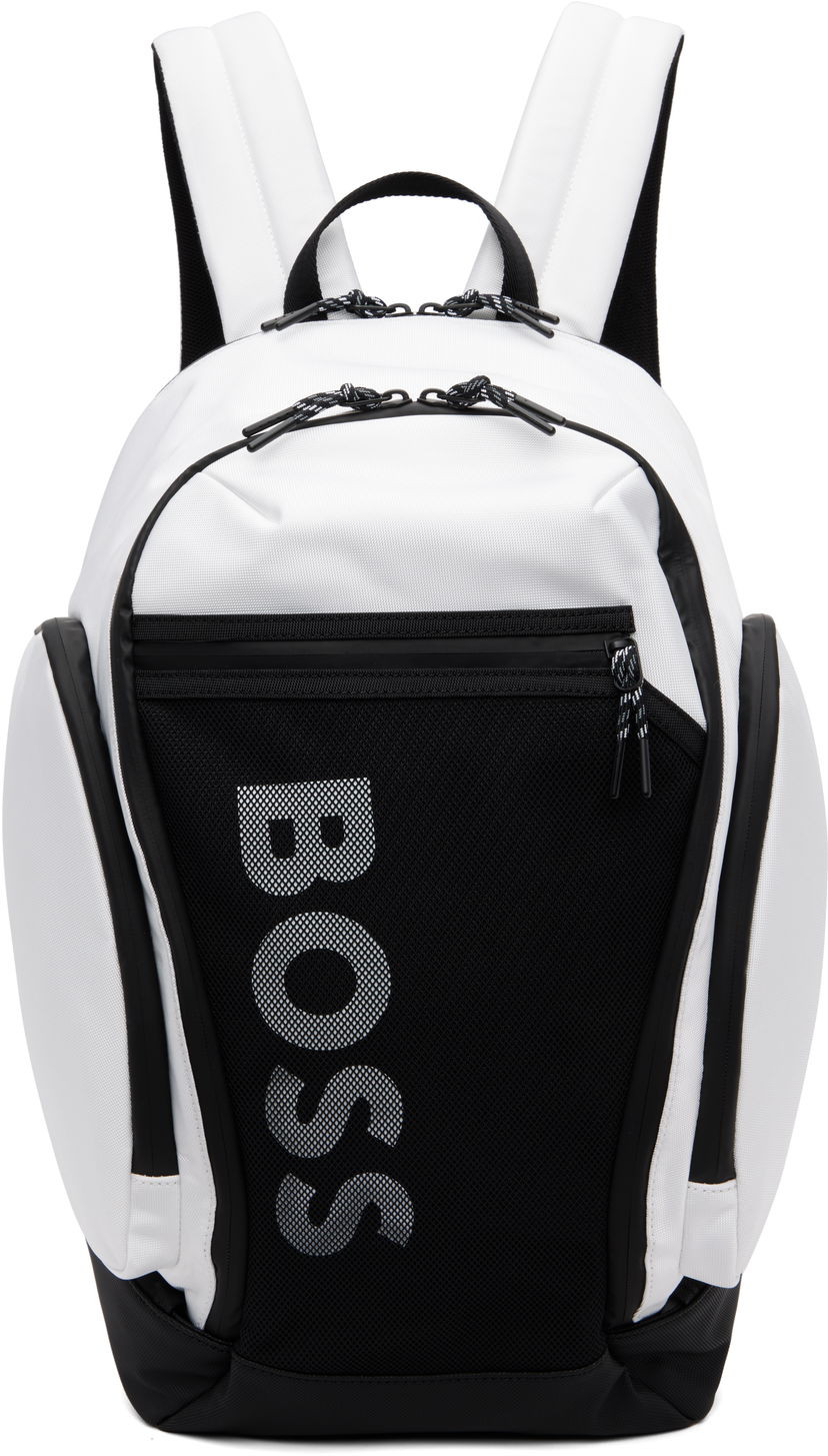 Ryggsäck BOSS Mesh Front Pocket Logo Backpack Vit | 50548090