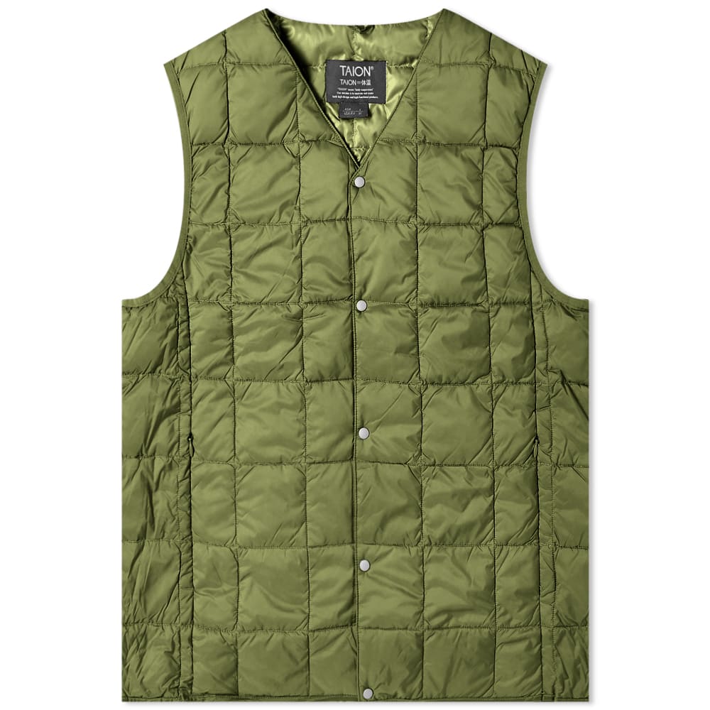 Väst TAION V-Neck Down Vest Grön | TAION-001-OLV, 0