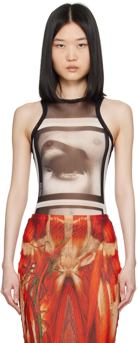 Kropp Jean Paul Gaultier Gaultier 'The Eyes And Lips' Printed Bodysuit Svart | 24/30-F-BD045-T553-000201