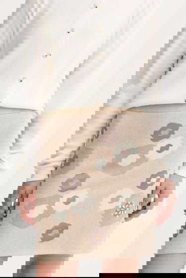 Kjol KENZO Kenzo Mini A-Line Knit Skirt Beige | FF62JU6003CR, 0