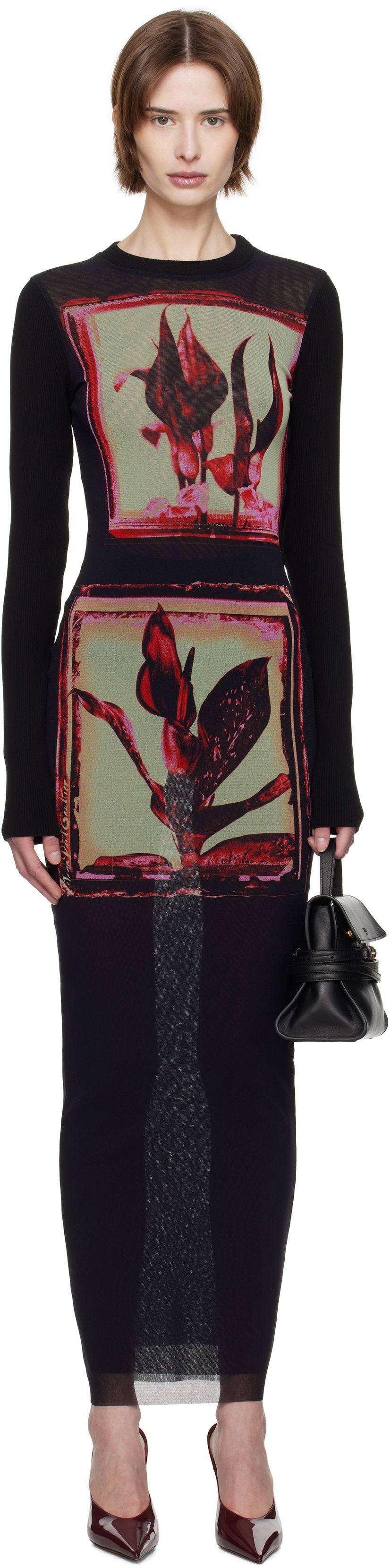 Klä Jean Paul Gaultier Jean Paul Gaultier Flowers Cadres Maxi Dress Svart | 25/33-F-RO359-T579-002142