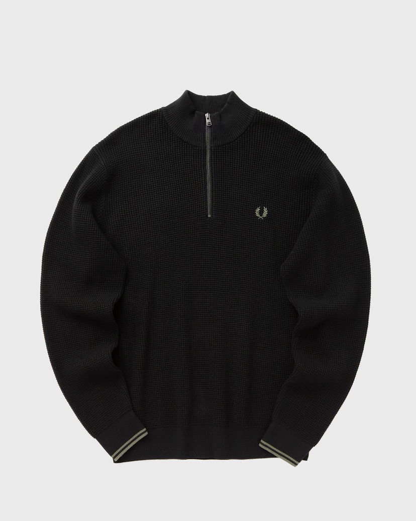 Sweater Fred Perry Waffle Stitch Half Zip Jumper Svart | K8557-102