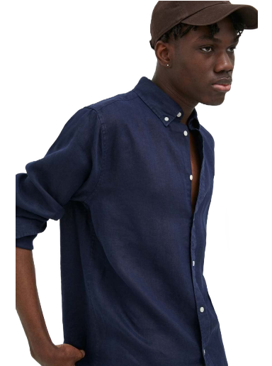 Skjorta Les Deux Kristian Linen B.D. Shirt Mörkblå | LDM410150